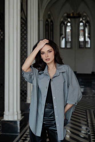 شومیز تونیک لش زنانه راه راه ریز آستین کوتاه کد ۱۸۰۲۲