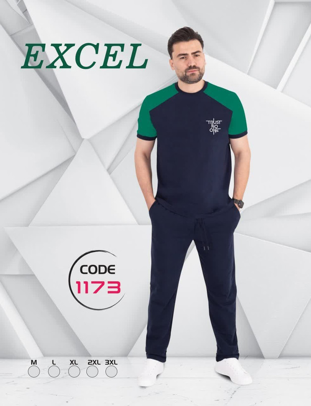 ست تیشرت و شلوار مردانه برند EXCEL جنس نخ پنبه اعلا