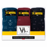 شورت مردانه اسلیپ پایین کش طرح دار وال Val ( پک سه عددی )کد 40026