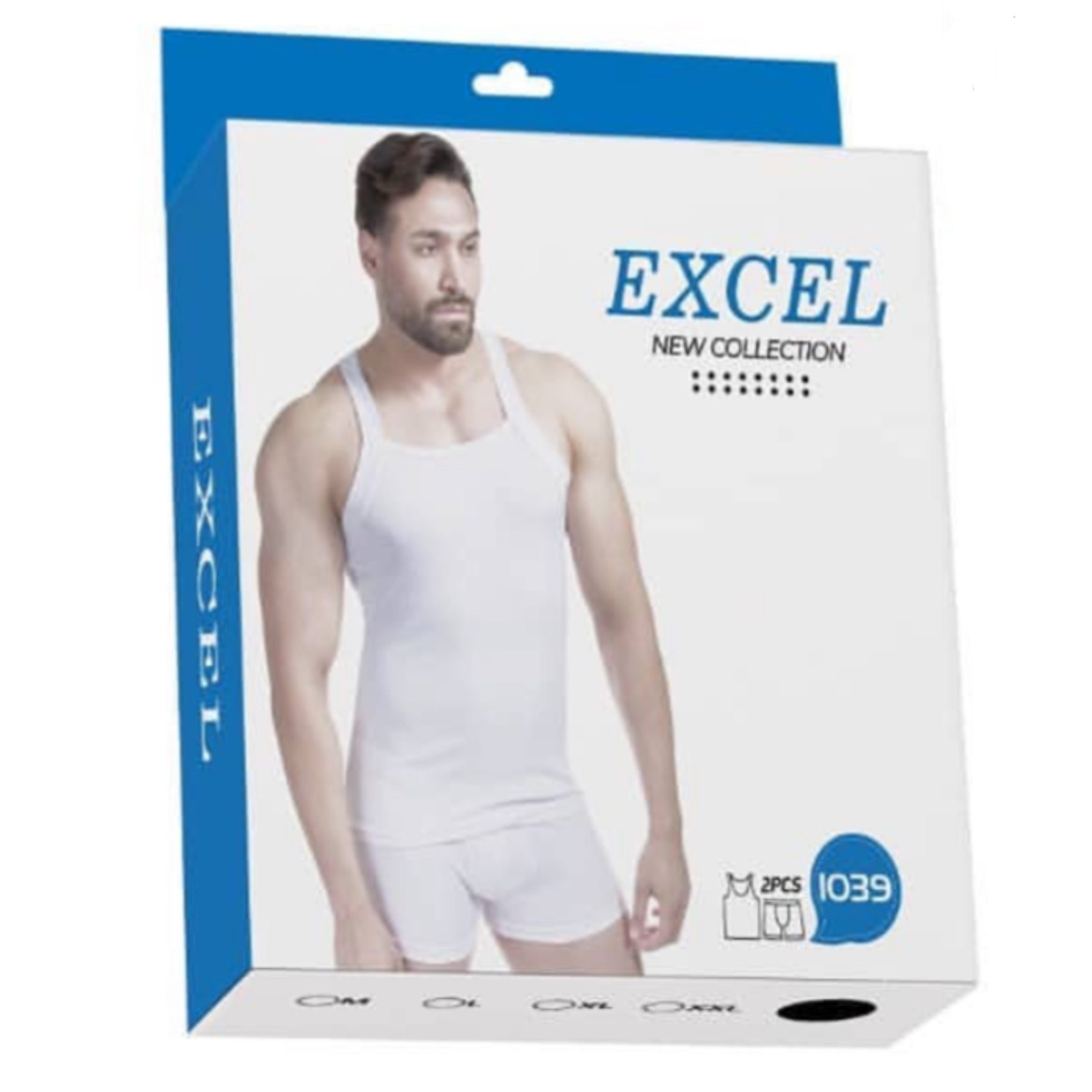 ست زیرپوش حلقه ای یقه خشتی وشورت پادار پنبه کبریتی سفید اکسل 40008