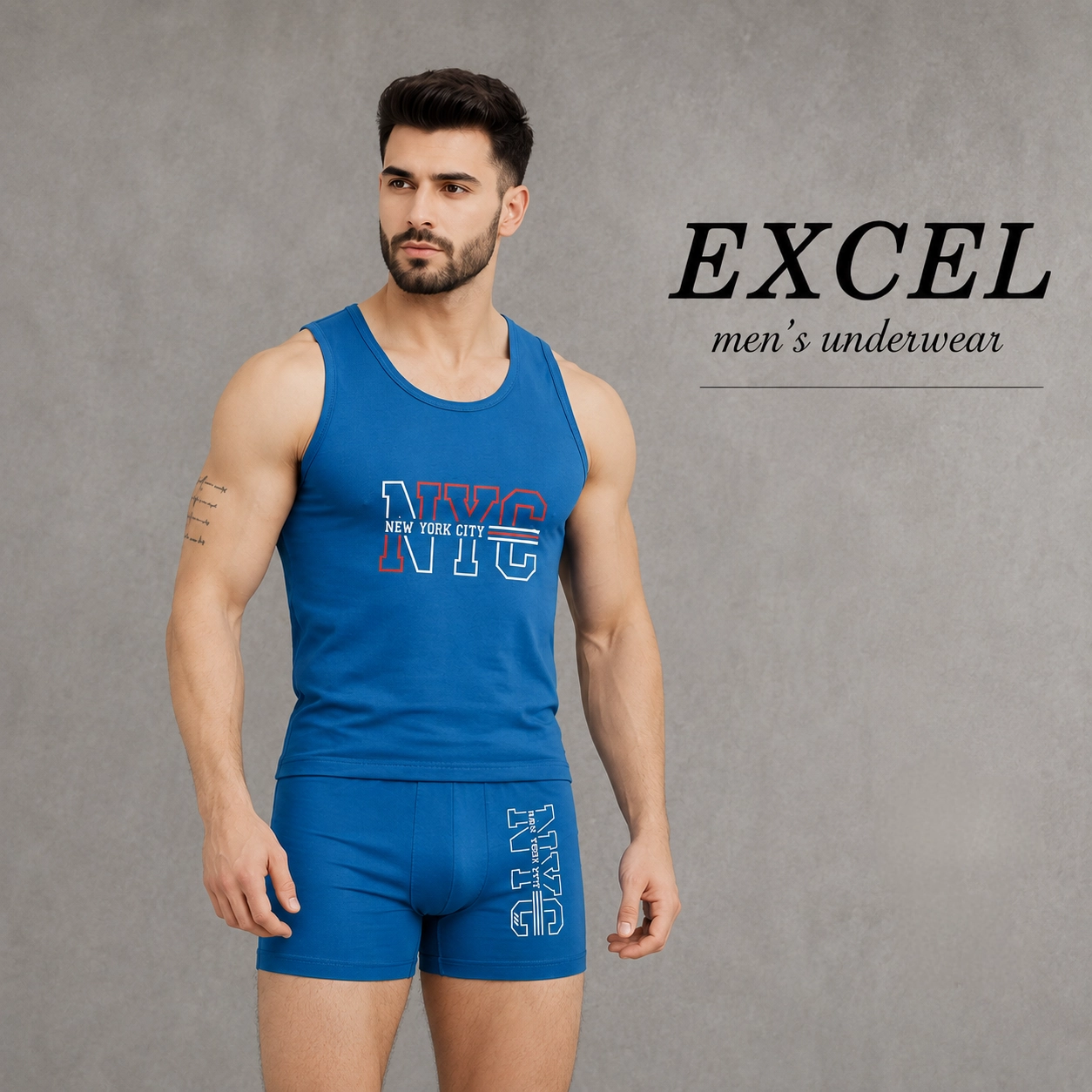 ست رکابی و شورت پادار مردانه برند EXCEL