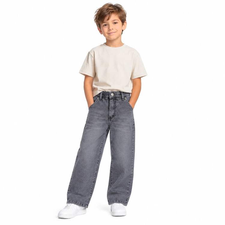 شلوار رگولار طوسی کمر پشت کش برند MANGO