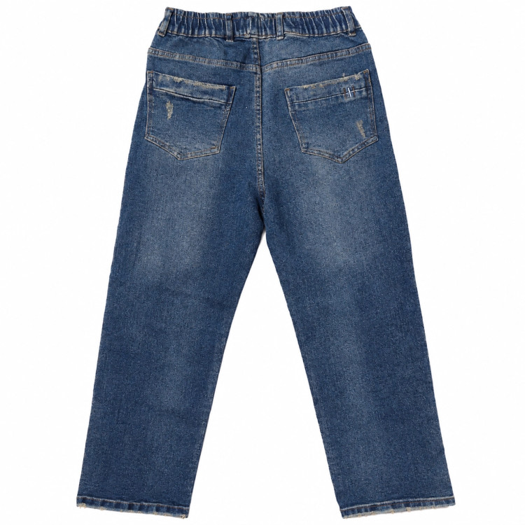 شلوار جین پسرانه و دخترانه نیم بگ کمرکش کثیف شور برند YAS JEANS کد 3068