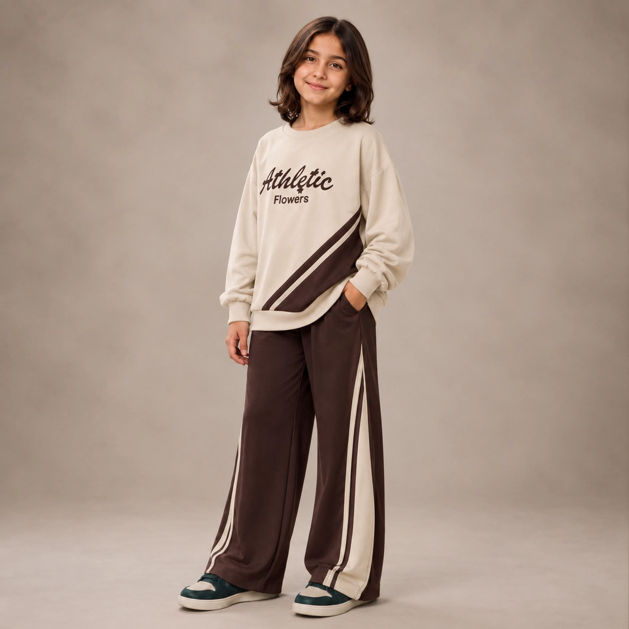 ست دخترانه بلوز و شلوار بغل نوار برند Veniz Kids کد ۲5073