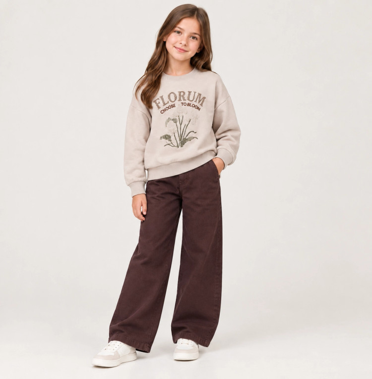 ست دخترانه بلوز و شلوار کتان برند STAR KIDS کد ۲5074
