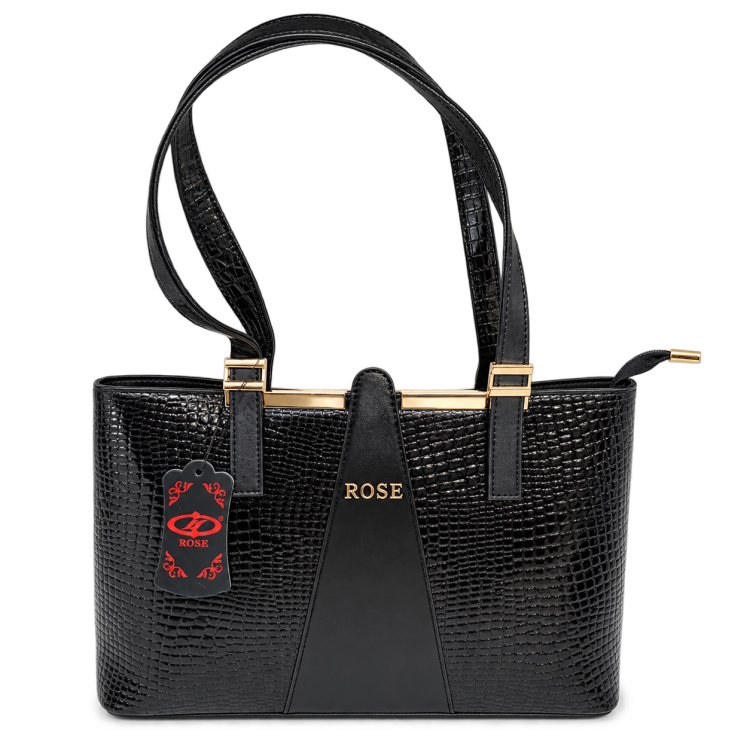 کیف مجلسی زنانه یراق طلایی دو دسته برند ROSE کد ۴۶۰۷۶