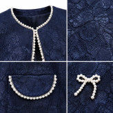 کت مجلسی زنانه مرواردید دوزی جلوباز سورمه ای اسکپ کد ۴۷۰۴۷