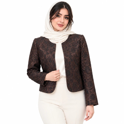 کت زنانه کوتاه ابریشم ژاکارت نگینی اسکپ کد ۴۷۰۴۶